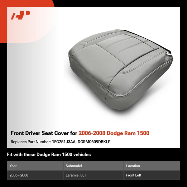 Front Driver Seat Cover  for 2006-2008 Dodge Ram 1500