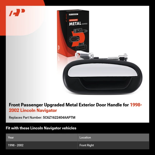 Front Passenger Upgraded Metal Exterior Door Handle for 1998-2002 Lincoln Navigator