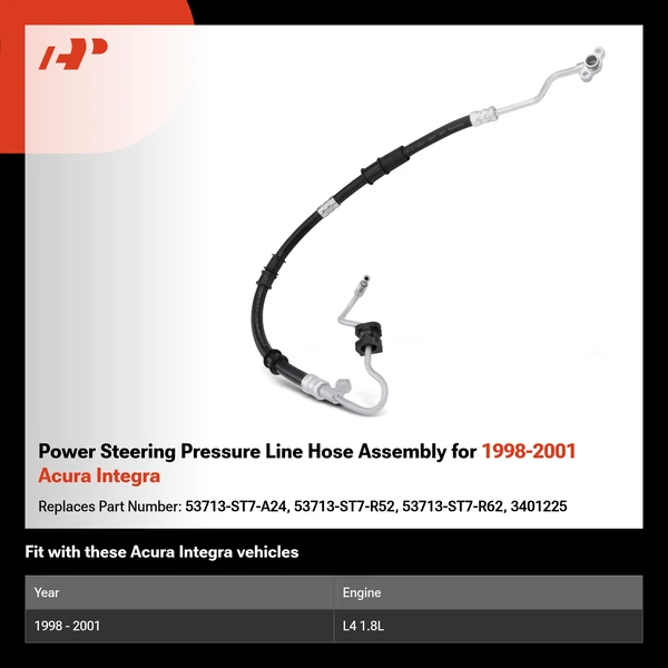 Power Steering Pressure Line Hose Assembly for 1998-2001 Acura Integra
