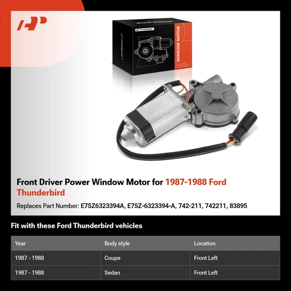 Front Driver Power Window Motor for 1987-1988 Ford Thunderbird