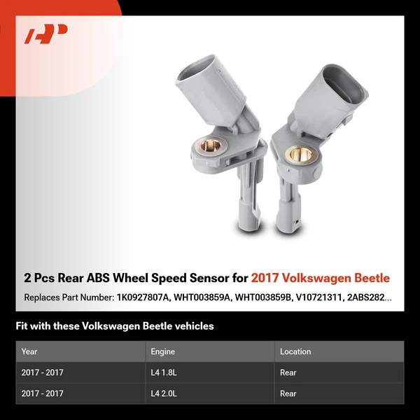 2 Pcs Rear ABS Wheel Speed Sensor for 2017 Volkswagen Beetle