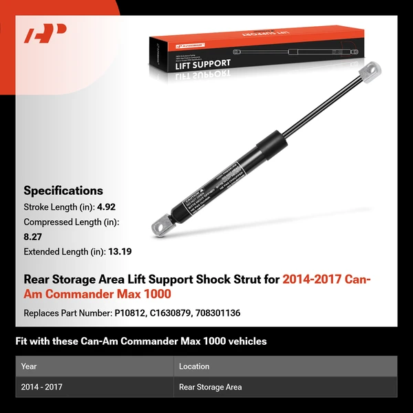 Rear Storage Area Lift Support Shock Strut for 2014-2017 Can-Am Commander Max 1000