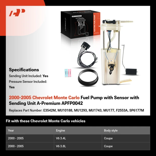 2000-2005 Chevrolet Monte Carlo Fuel Pump with Sensor with Sending Unit A-Premium APFP0042