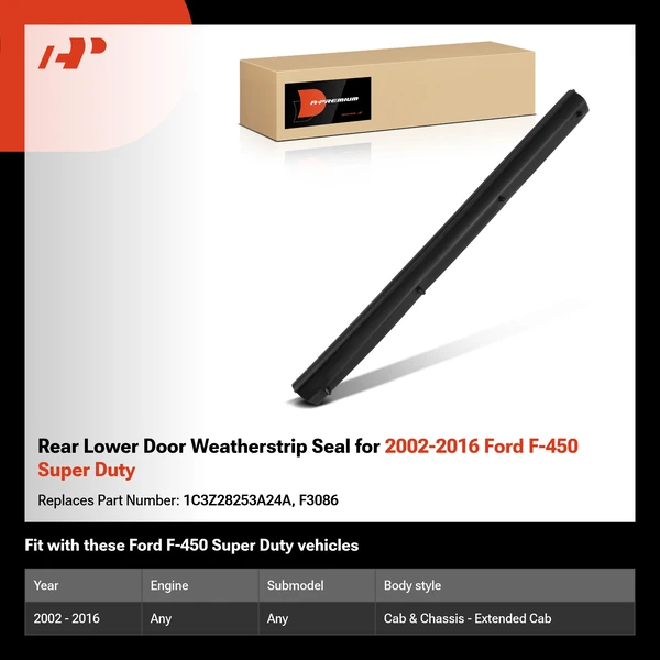 Rear Lower Door Weatherstrip Seal for 2002-2016 Ford F-450 Super Duty