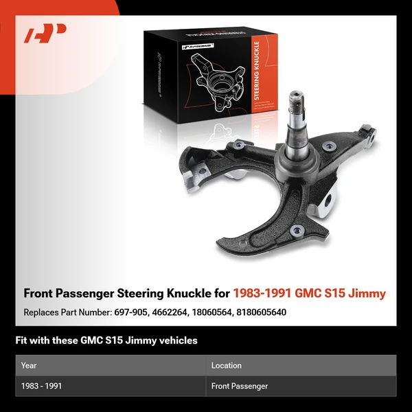 Front Passenger Steering Knuckle for 1983-1991 GMC S15 Jimmy