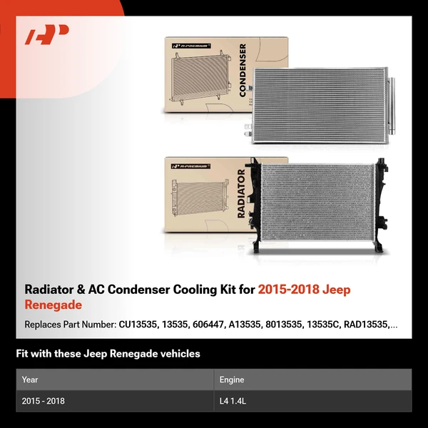 Radiator & AC Condenser Cooling Kit for 2015-2018 Jeep Renegade