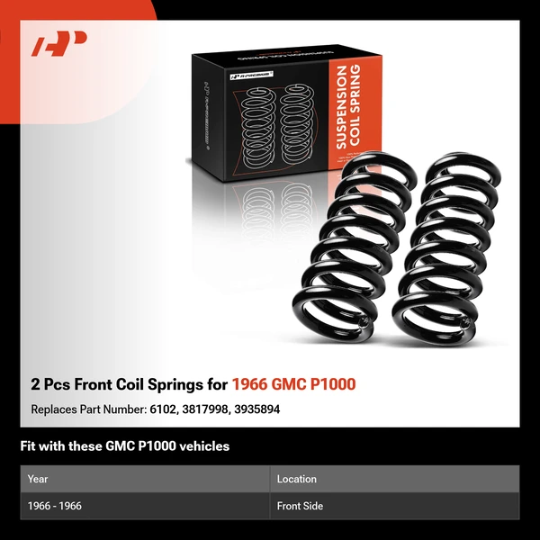 2 Pcs Front Coil Springs for 1966 GMC P1000