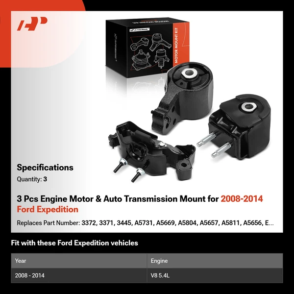 3 Pcs Engine Motor & Auto Transmission Mount for 2008-2014 Ford Expedition