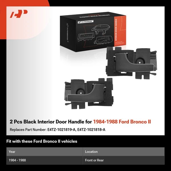 2 Pcs Black Interior Door Handle for 1984-1988 Ford Bronco II