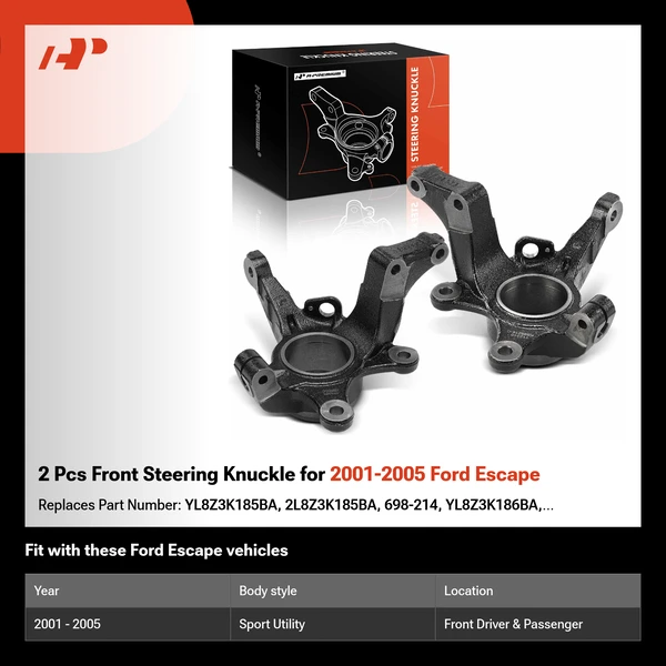 2 Pcs Front Steering Knuckle for 2001-2005 Ford Escape