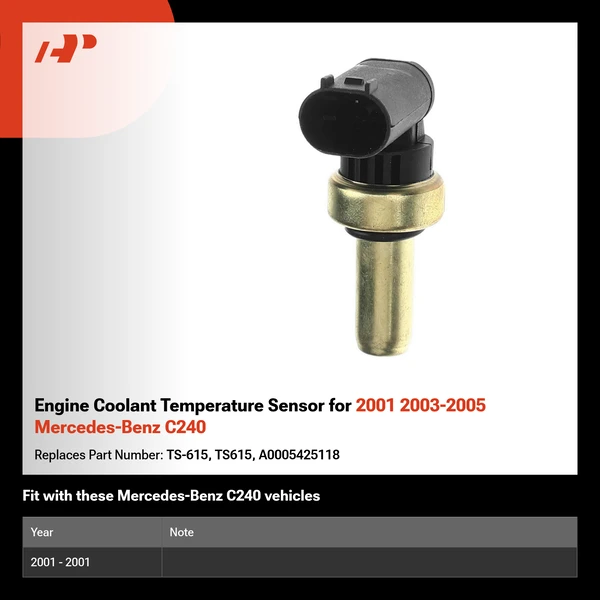 Engine Coolant Temperature Sensor for 2001 2003-2005 Mercedes-Benz C240