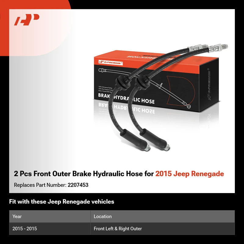 2 Pcs Front Outer Brake Hydraulic Hose for 2015 Jeep Renegade