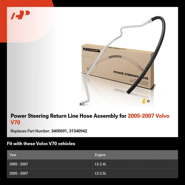 Power Steering Return Line Hose Assembly for 2005-2007 Volvo V70