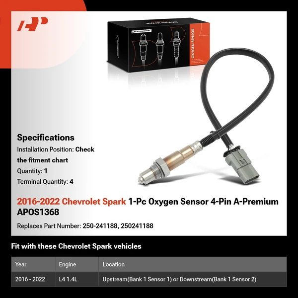 2016-2022 Chevrolet Spark 1-Pc Oxygen Sensor 4-Pin A-Premium APOS1368