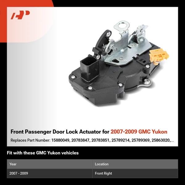 Front Passenger Door Lock Actuator for 2007-2009 GMC Yukon