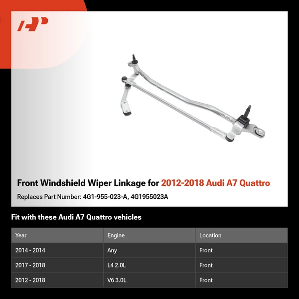 Front Windshield Wiper Linkage for 2012-2018 Audi A7 Quattro