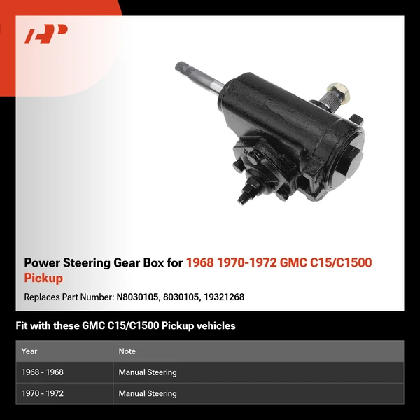 Power Steering Gear Box for 1968 1970-1972 GMC C15/C1500 Pickup
