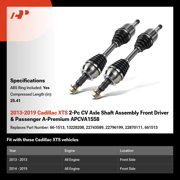 2013-2019 Cadillac XTS 2-Pc CV Axle Shaft Assembly Front Driver & Passenger A-Premium APCVA1558
