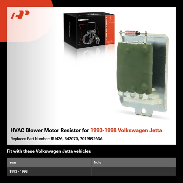 HVAC Blower Motor Resistor for 1993-1998 Volkswagen Jetta