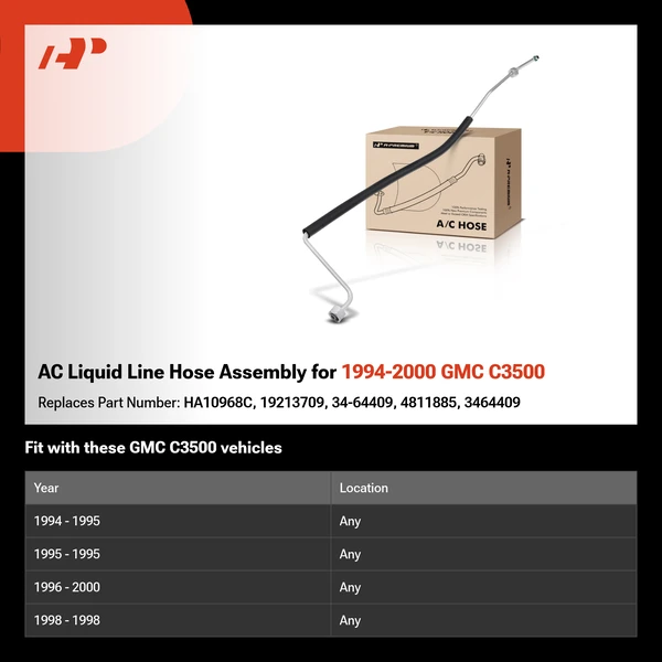 AC Liquid Line Hose Assembly for 1994-2000 GMC C3500