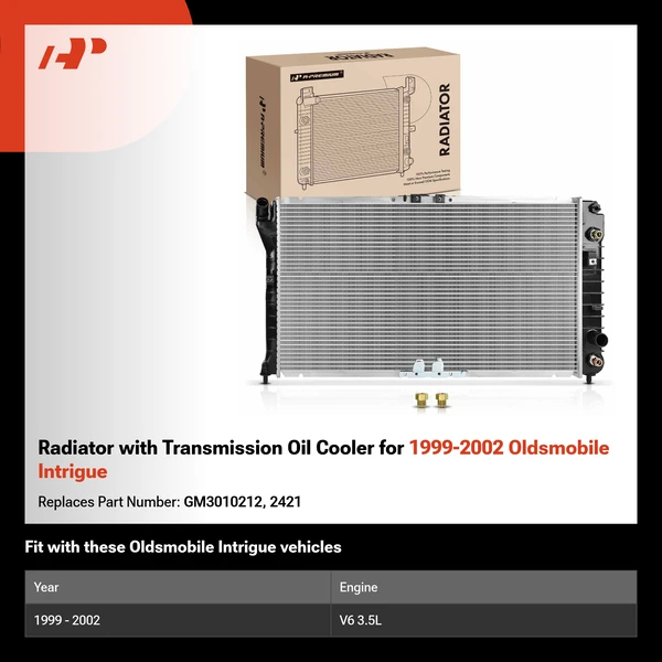 Radiator with Transmission Oil Cooler for 1999-2002 Oldsmobile Intrigue