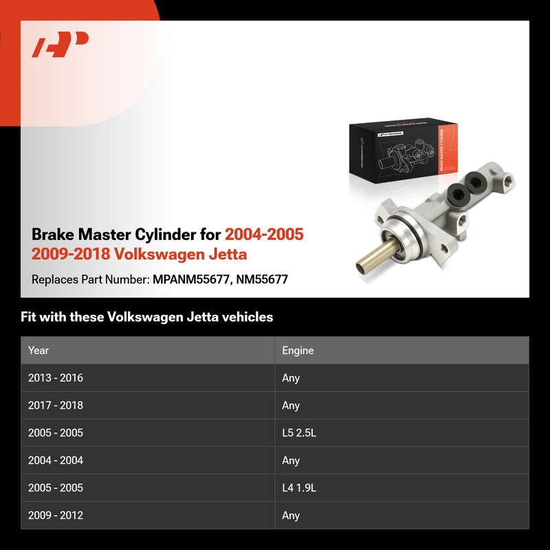 Brake Master Cylinder for 2004-2005 2009-2018 Volkswagen Jetta