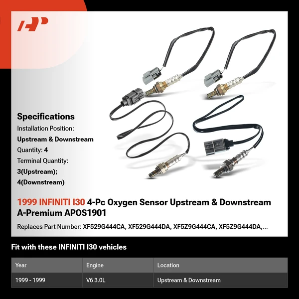 1999 INFINITI I30 4-Pc Oxygen Sensor Upstream & Downstream A-Premium APOS1901