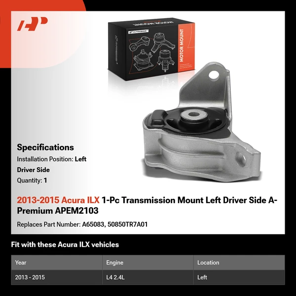 2013-2015 Acura ILX 1-Pc Transmission Mount Left Driver Side A-Premium APEM2103