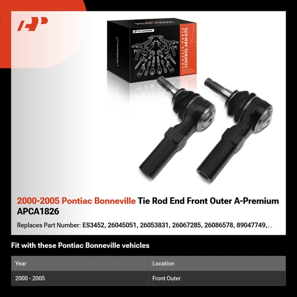 2000-2005 Pontiac Bonneville Tie Rod End Front Outer A-Premium APCA1826