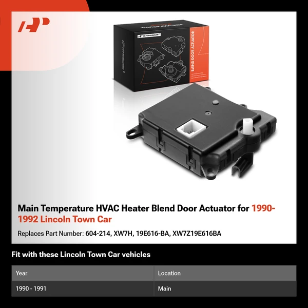 Main Temperature HVAC Heater Blend Door Actuator for 1990-1992 Lincoln Town Car