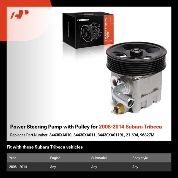 Power Steering Pump with Pulley for 2008-2014 Subaru Tribeca