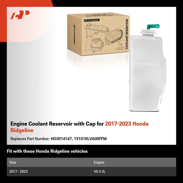 Engine Coolant Reservoir with Cap for 2017-2023 Honda Ridgeline