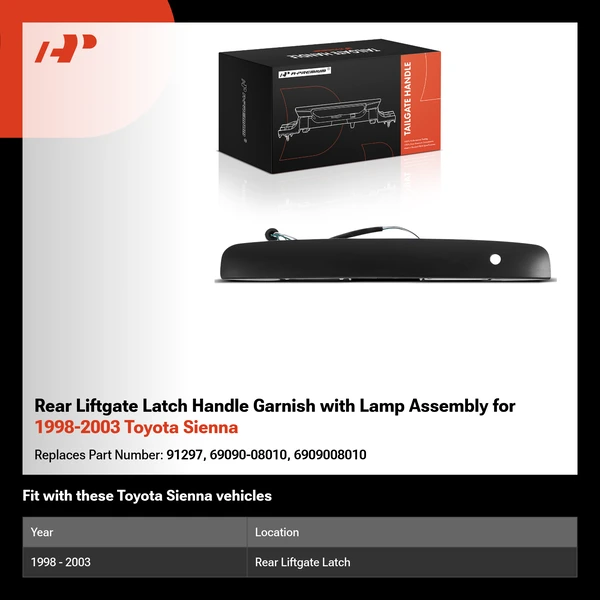 Rear Liftgate Latch Handle Garnish with Lamp Assembly for 1998-2003 Toyota Sienna