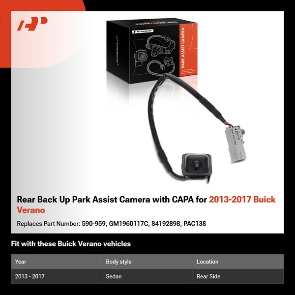 Rear Back Up Park Assist Camera with CAPA for 2013-2017 Buick Verano