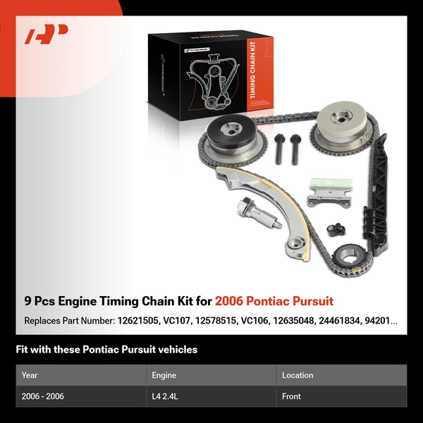 9 Pcs Engine Timing Chain Kit for 2006 Pontiac Pursuit