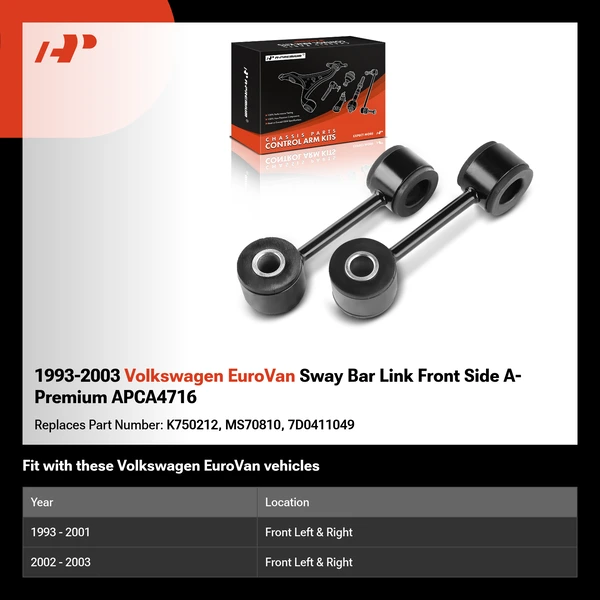1993-2003 Volkswagen EuroVan Sway Bar Link Front Side A-Premium APCA4716