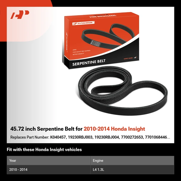 45.72 inch Serpentine Belt for 2010-2014 Honda Insight