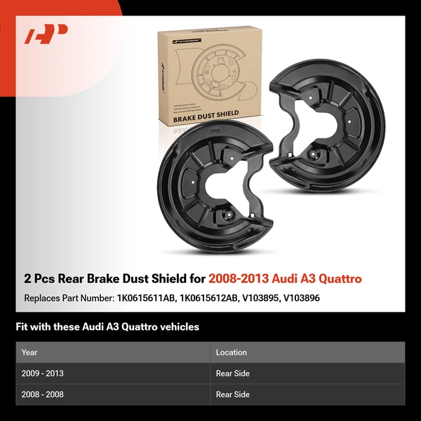 2 Pcs Rear Brake Dust Shield for 2008-2013 Audi A3 Quattro
