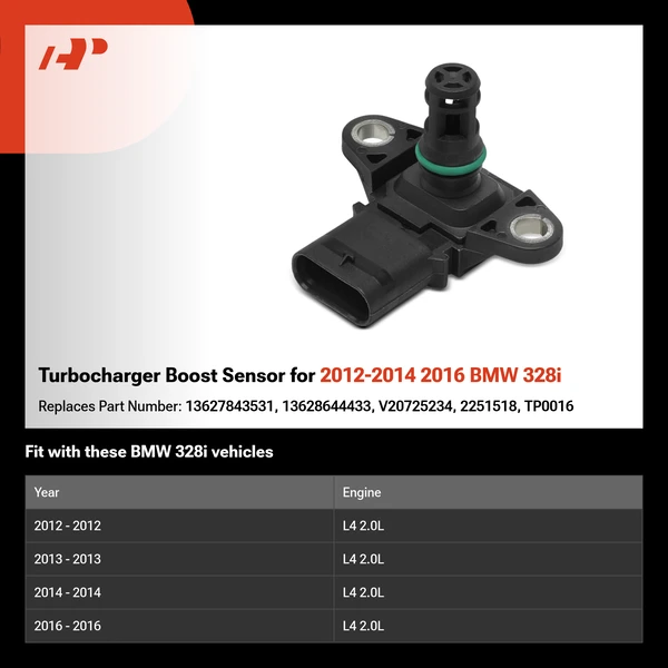 Turbocharger Boost Sensor for 2012-2014 2016 BMW 328i