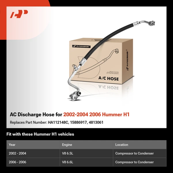 AC Discharge Hose for 2002-2004 2006 Hummer H1