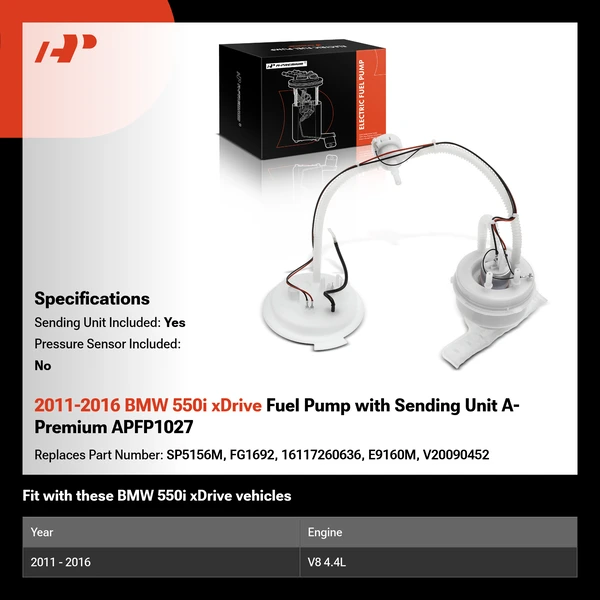 2011-2016 BMW 550i xDrive Fuel Pump with Sending Unit A-Premium APFP1027