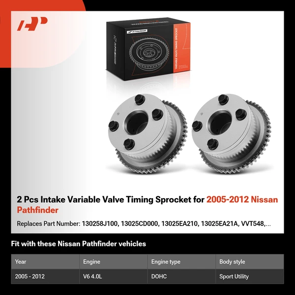 2 Pcs Intake Variable Valve Timing Sprocket for 2005-2012 Nissan Pathfinder