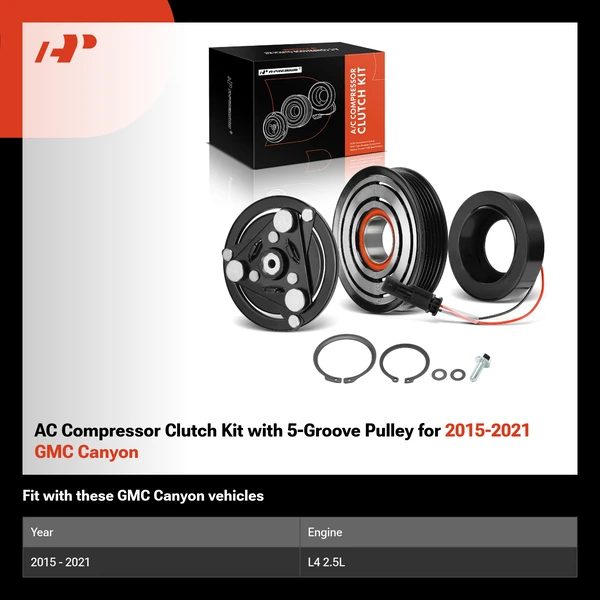 AC Compressor Clutch Kit with 5-Groove Pulley for 2015-2021 GMC Canyon