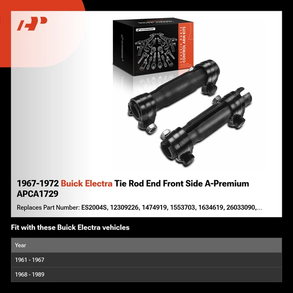 1967-1972 Buick Electra Tie Rod End Front Side A-Premium APCA1729