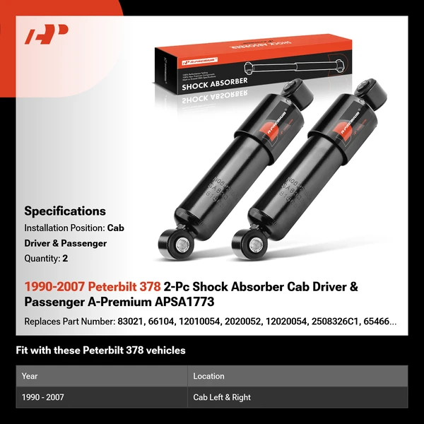 1990-2007 Peterbilt 378 2-Pc Shock Absorber Cab Driver & Passenger A-Premium APSA1773
