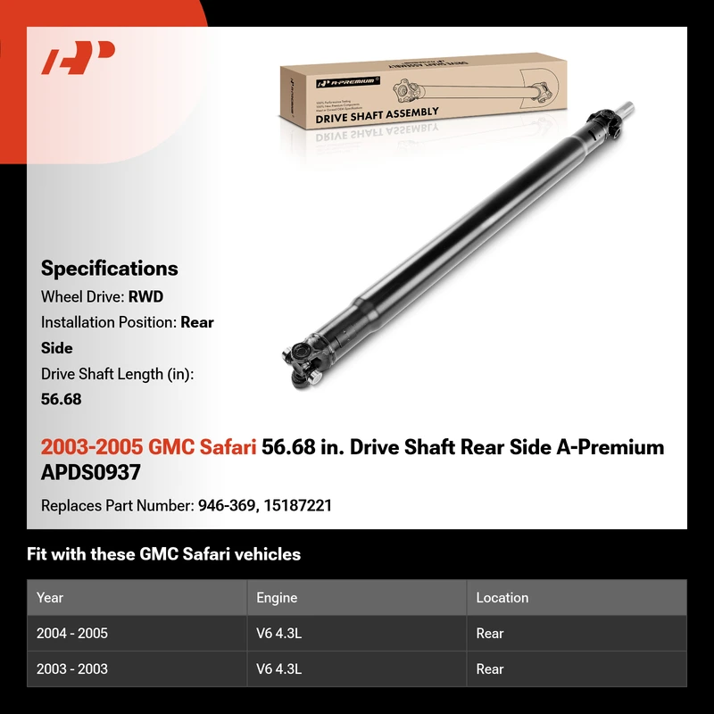2003-2005 GMC Safari 56.68 in. Drive Shaft Rear Side A-Premium APDS0937