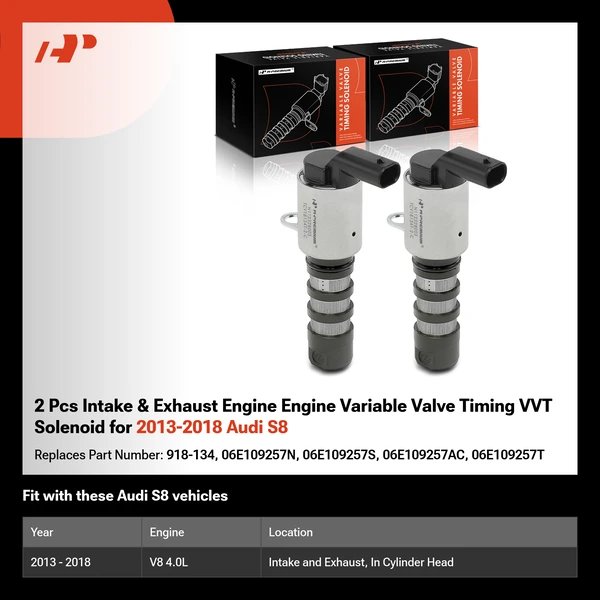 2 Pcs Intake & Exhaust Engine Engine Variable Valve Timing VVT Solenoid for 2013-2018 Audi S8