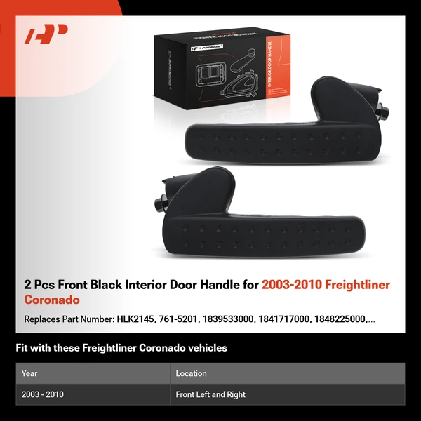 2 Pcs Front Black Interior Door Handle for 2003-2010 Freightliner Coronado