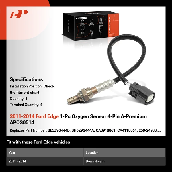 2011-2014 Ford Edge 1-Pc Oxygen Sensor 4-Pin A-Premium APOS0514