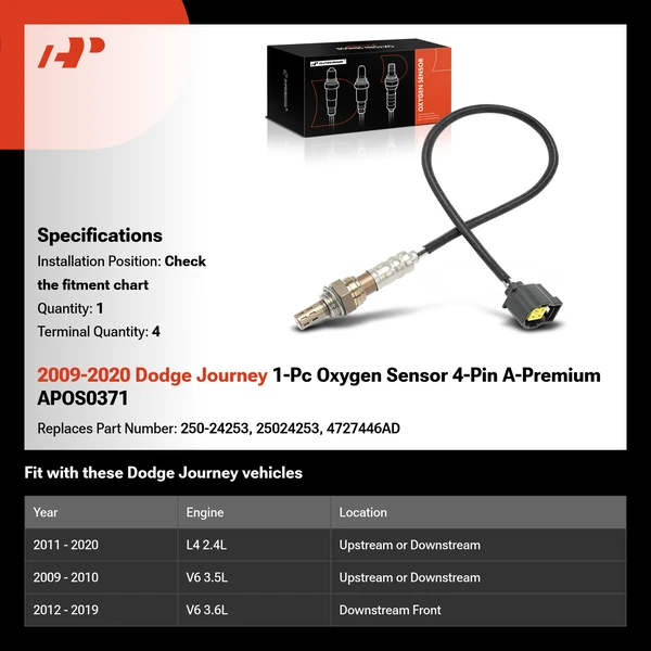 2009-2020 Dodge Journey 1-Pc Oxygen Sensor 4-Pin A-Premium APOS0371